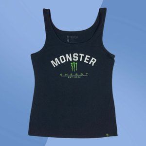 Monster Energy Solid Black Script Logo Sleeveless Tank Top Women's XXL